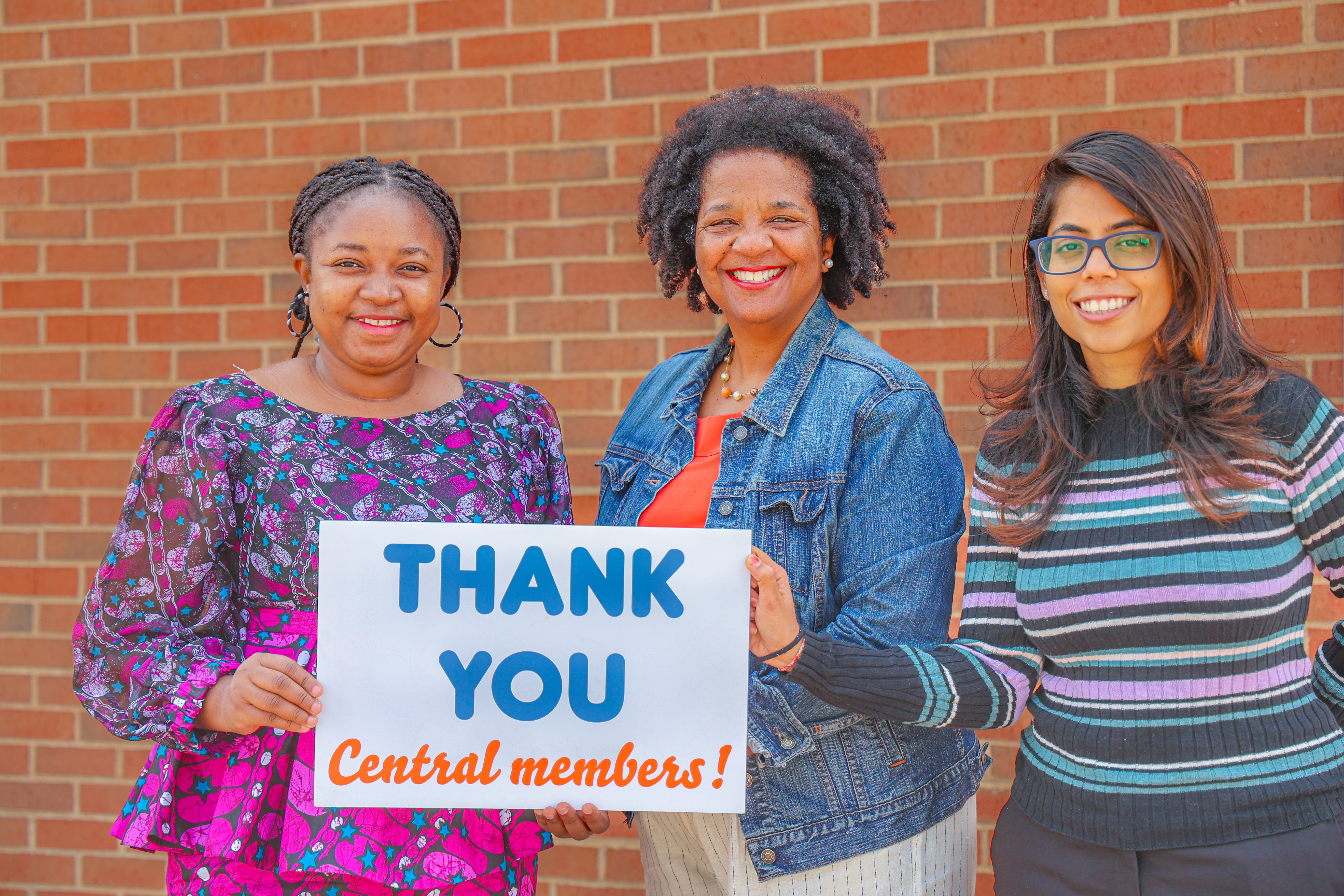 From left to right: Aminata Dembele, Community Engagement Exchange Fellow; Suzette Chang, Thick Descriptions Founder and CEO, and Komal Khushboo, Community Engagement Exchange Fellow receive Central Community Foundation grant. 