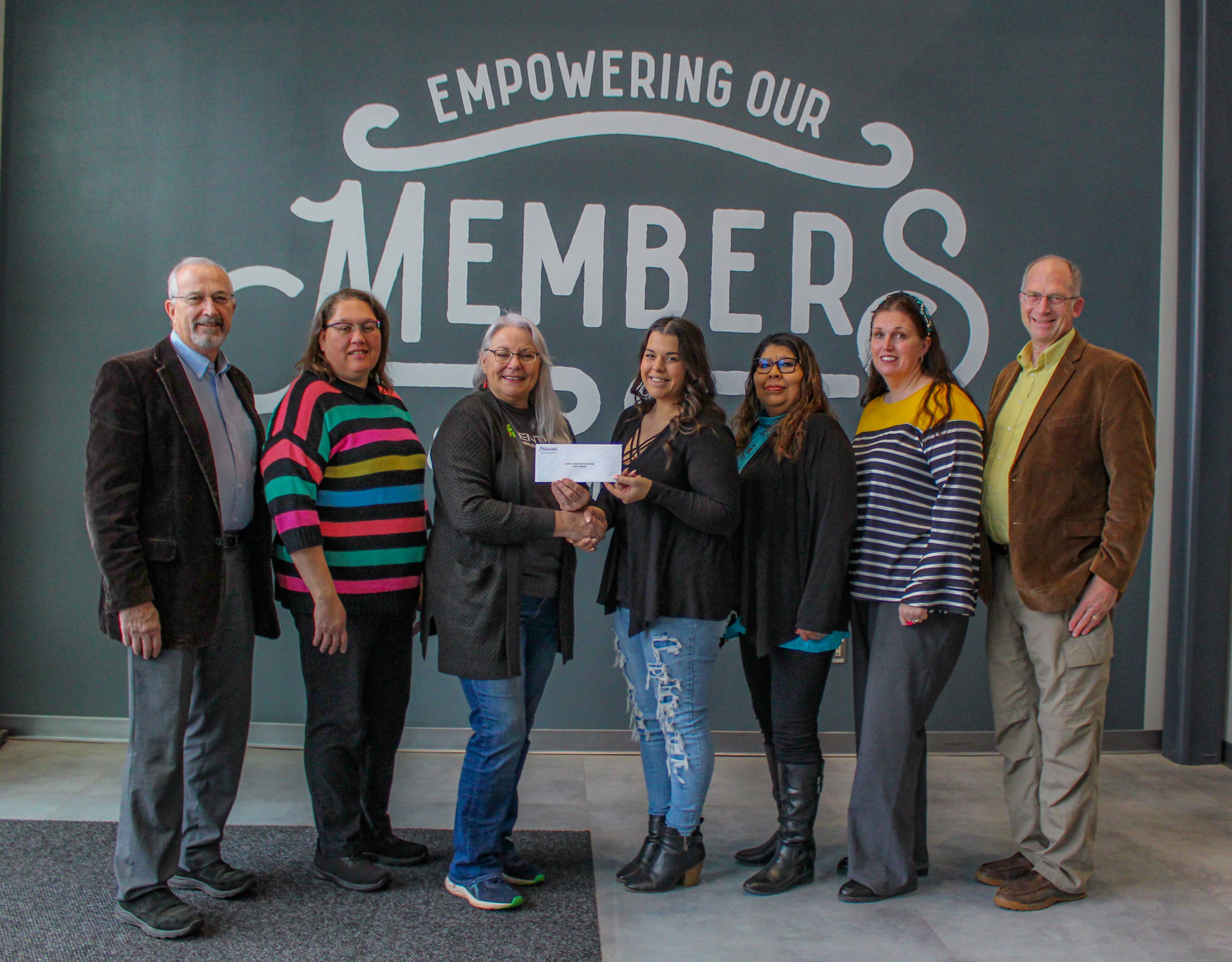 From left to right: John Chaffin, COCAA board member; Cory Swearingen, COCAA grants manager, Donna Dollins, Central Community Foundation board member, Mandi Quade, Payne County resource development coordinator, Samantha Robinson, COCAA county manager, Tracy Izell, COCAA executive director, and Chris Reding, COCAA president.