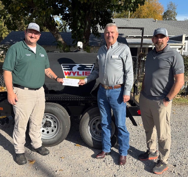 Perkins Emergency Management Director, Eric. Loveless accepts a Foundation grant from Central Community Foundation board member, Tracy Avers, and Central Trustee, James Wells. 